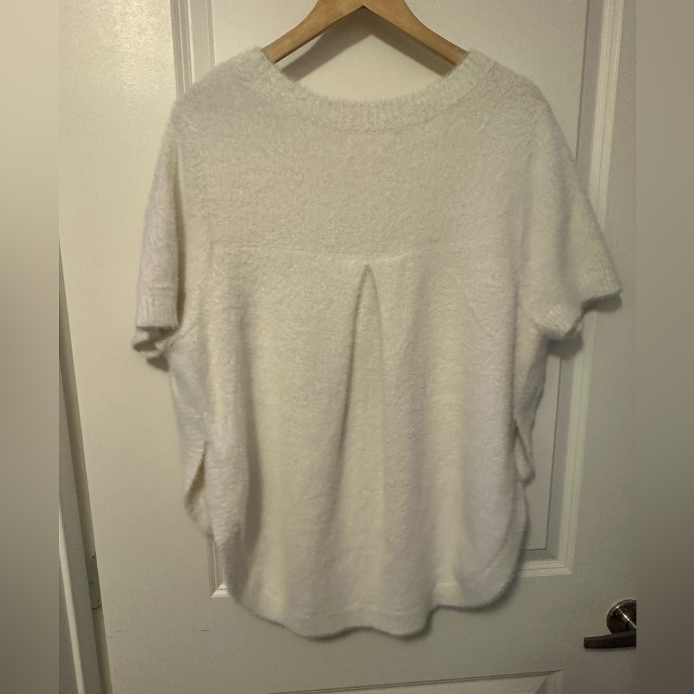 Anthropologie White Crew Neck Short Sleeve Sweater - Picture 7 of 10